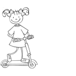 Dibujo para colorear Dibujo De Nina En Monopatin Para Pintar Y Colorear