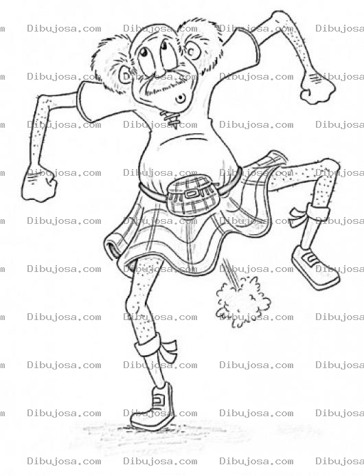 Dibujo para colorear Dibujo De Un Viejo Maricon Con Falda Y Tirandose Un Gran Pedo Para Pintar Y Colorear