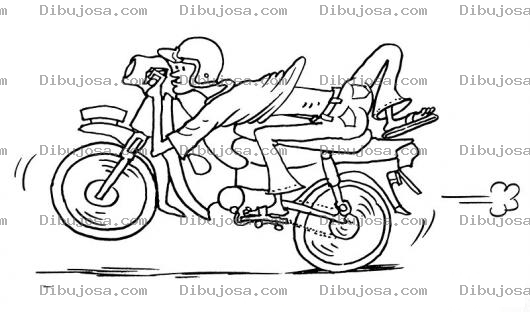 Dibujo para colorear Dibujo De Muchacho En Una Motocicleta Veloz Y Con Chancletas Para Pintar Y Colorear