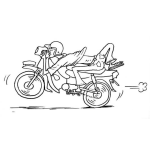 Dibujo para colorear Dibujo De Muchacho En Una Motocicleta Veloz Y Con Chancletas Para Pintar Y Colorear