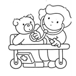 Dibujo para colorear Dibujo De Nino Doctor Jugando A Ser Medico Con Su Osito De Peluche Para Pintar Y Colorear