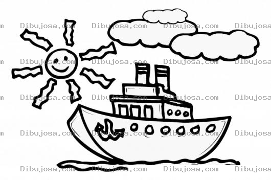 Dibujo para colorear Dibujo De Barco En El Mar Para Pintar Y Colorear
