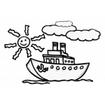 Dibujo para colorear Dibujo De Barco En El Mar Para Pintar Y Colorear