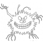 Dibujo para colorear Dibujo De Virus Para Pintar Y Colorear Una Bacteria O Caries