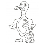 Dibujo para colorear Muletas De Madera Dibujo De Pato Gringo Quebrado Y Enyesado De La Pata Con Una Muleta Para Pintar Y Colorear