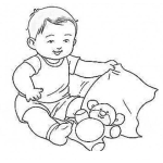 Dibujo para colorear Dibujo De Bebe Jugando Con Su Osito De Peluche Para Pintar Y Colorear