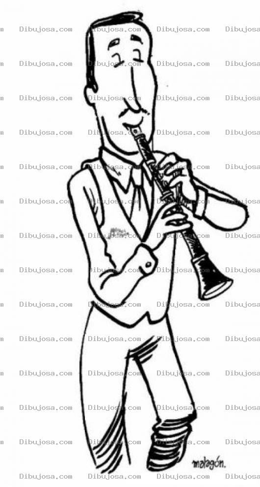 Dibujo para colorear Dibujo De Clarinetista Tocando El Clarinete Para Pintar Y Colorear