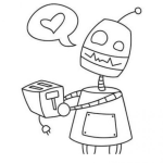 Dibujo para colorear Robot Enamorado De Una Tostadora De Pan Caliente Para Pintar Y Colorear