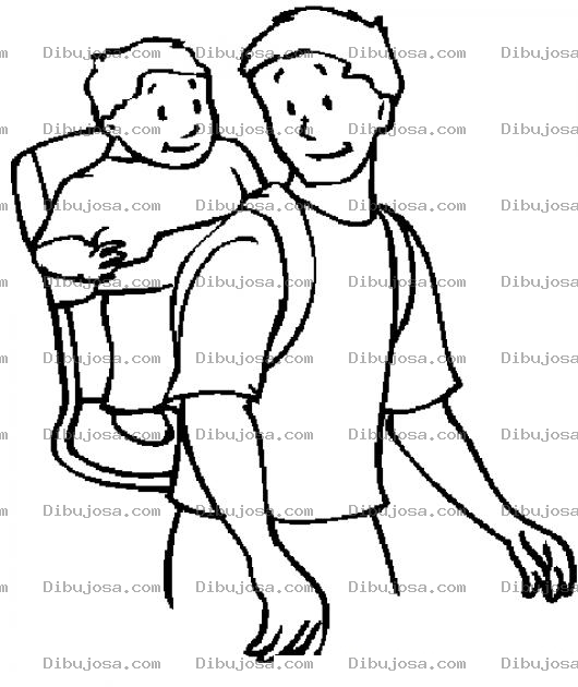 Dibujo para colorear Dibujo De Papa Con Bebe En La Espalda Para Pintar Y Colorear