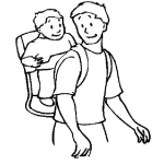 Dibujo para colorear Dibujo De Papa Con Bebe En La Espalda Para Pintar Y Colorear