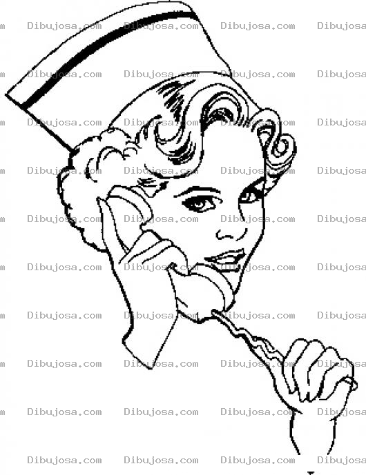 Dibujo para colorear Dibujo De Enfermera Hablando Por Telefono Para Pintar Y Colorear
