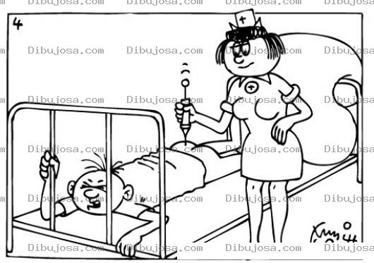 Dibujo para colorear Inyeccion En El Gluteo Dibujo De Enfermera Poniendo Una Inyeccion En La Nalga De Un Paciente Con Una Jeringa De Aguja Grande Para Pintar Y Colorear