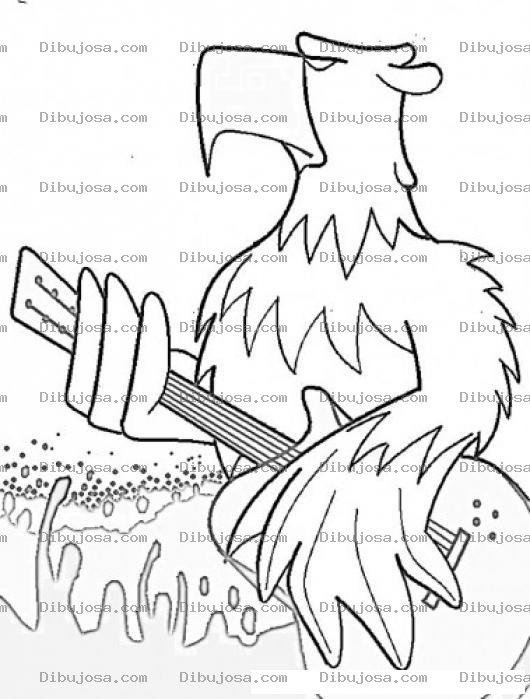 Dibujo para colorear Aguila Rockera Dibujo De Aguila Con Guitarra Tocando Frente A Un Gran Publico Para Pintar Y Colorear