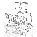 Dibujo para colorear Aguila Rockera Dibujo De Aguila Con Guitarra Tocando Frente A Un Gran Publico Para Pintar Y Colorear