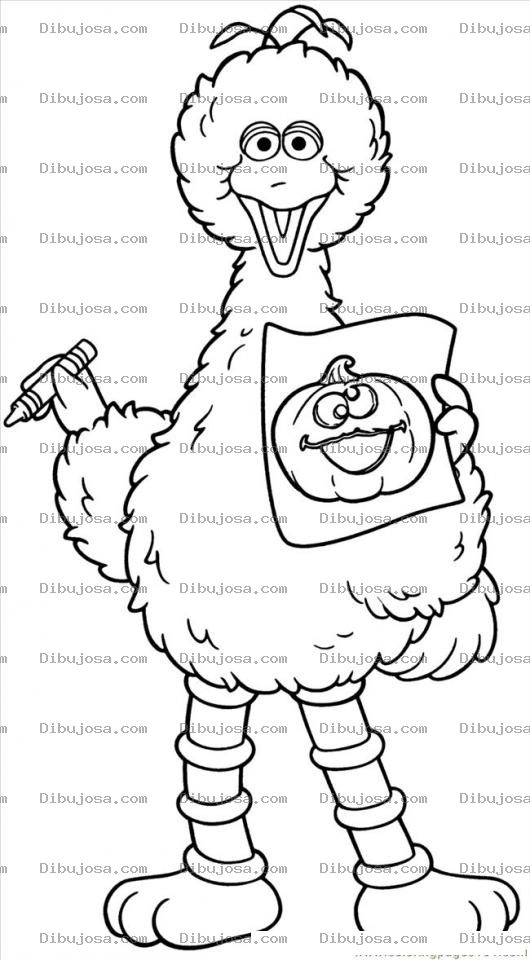 Dibujo para colorear Dibujo De Avelardo De Plqaza Sesamos Con Un Dibujo De Calabaza Para Pintar Y Colorear