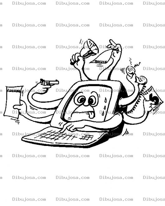 Dibujo para colorear Computadora Multi Tareas Para Pintar Y Colorear Ordenador Multi Tareas Con 7 Manos