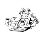 Dibujo para colorear Computadora Multi Tareas Para Pintar Y Colorear Ordenador Multi Tareas Con 7 Manos