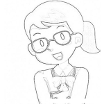 Dibujo para colorear Dibujo De Colegiala Con Lentes Para Pintar Y Colorear