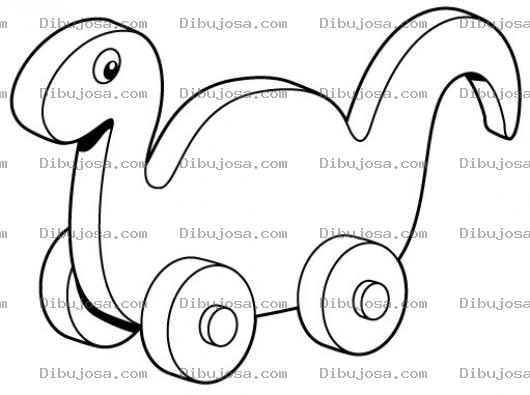 Dibujo para colorear Dinosaurio De Madera Para Pintar Y Colorear Juguete De Drinosaurio