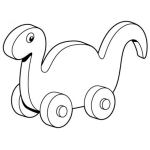 Dibujo para colorear Dinosaurio De Madera Para Pintar Y Colorear Juguete De Drinosaurio