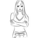 Dibujo para colorear Dibujo De Chica Cool Con Fleco Para Pintar Y Colorear