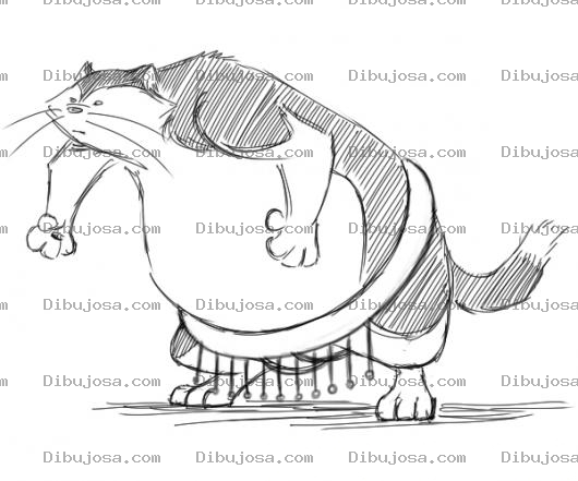 Dibujo para colorear Gato Gordo Enojado Para Pintar Y Colorear