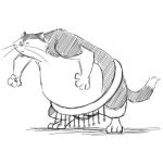 Dibujo para colorear Gato Gordo Enojado Para Pintar Y Colorear