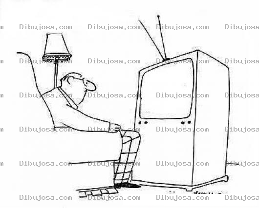 Dibujo para colorear Dibujo De Abuelito Viendo Tele Para Pintar Y Colorear Televisor Viejito