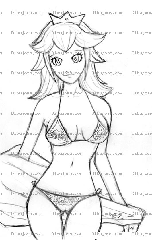 Dibujo para colorear Dibujo De La Princesa De Mario Bros En Bikini Para Pintar Y Colorear Princesita De Mariobros En Traje De Bano Y Toalla Con Calzoneta De Dos Piezas