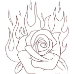 Dibujo para colorear Colorear una rosa en llamas de fuego