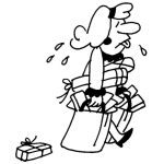 Dibujo para colorear Mujer De Shopping Dibujo De Mujer Cansada De Comprar Botando Regalitos Para Pintar Y Colorear