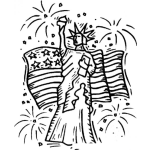 Dibujo para colorear Dibujo De La Estatua De La Libertad Con La Bandera De Los Estados Unidos En El Dia De La Independencia 4 De Julio Para Pintar Y Colorear