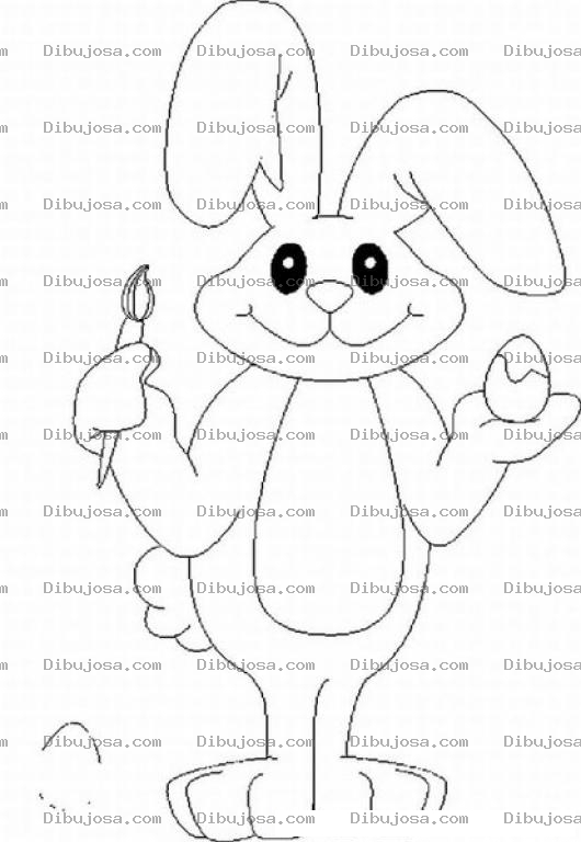 Dibujo para colorear Dibujo De Conejo Pascuero Pintando Un Huevo Para Pintar Y Colorear Al Conejito De Pascuas