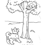 Dibujo para colorear Dibujo De Perro Ladrandole A Un Gato Subido En Un Arbol Para Pintar Y Colorear
