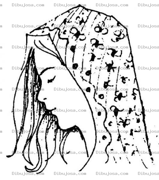 Dibujo para colorear Dibujo De Mujer Con Manto En La Cabeza Para Pintar Y Colorear
