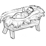 Dibujo para colorear Dibujo De Jesus En El Pesebre Para Pintar Y Colorear