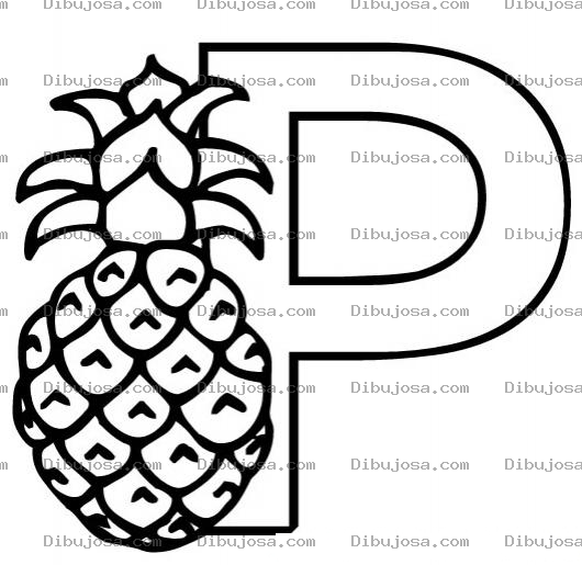 Dibujo para colorear Colorear la letra P de pina