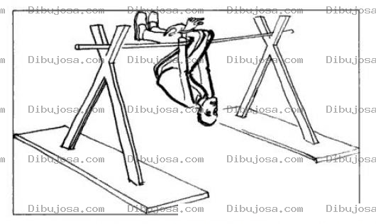 Dibujo para colorear Dibujo De Gimnasta Practicando Gimnasia En Barra Para Pintar Y Colorear