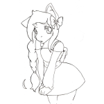 Dibujo para colorear Dibujo De Gatita Con Vestidito Corto Para Pintar Y Colorear