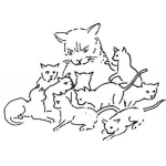 Dibujo para colorear Dibujo De Gata Enojada Con Muchos Gatitos Para Pintar Y Colorear