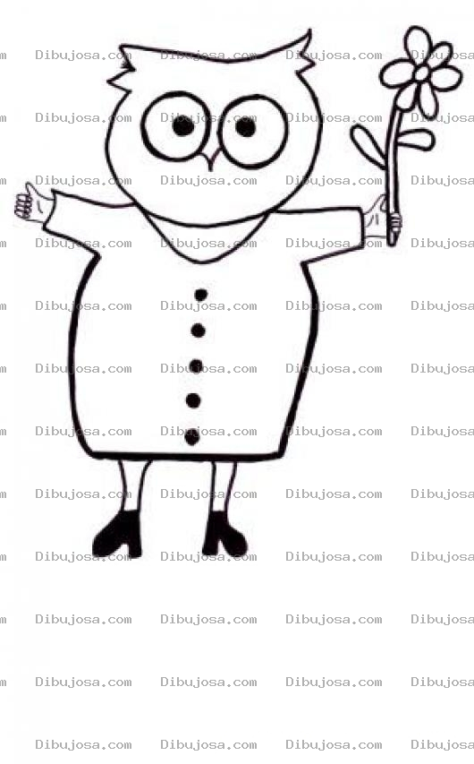 Dibujo para colorear Mujer Tecolota Dibujo De Mujer Tecolote Con Vestido Y Una Flor Para Pintar Y Colorear