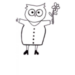 Dibujo para colorear Mujer Tecolota Dibujo De Mujer Tecolote Con Vestido Y Una Flor Para Pintar Y Colorear