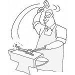 Dibujo para colorear Herrerria Y Enderezado Dibujo De Herrero Enderezando Una Espada Para Pintar Y Colorear
