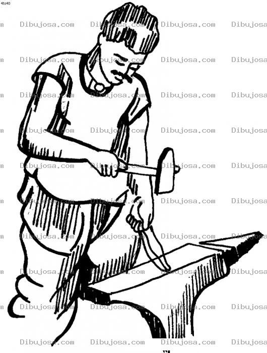 Dibujo para colorear Dibujo De Herrero Haciendo Un Cuchillo Con Un Martillo En Un Yunque Para Pintar Y Colorear