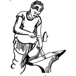 Dibujo para colorear Dibujo De Herrero Haciendo Un Cuchillo Con Un Martillo En Un Yunque Para Pintar Y Colorear