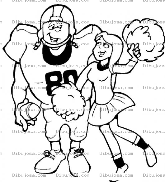 Dibujo para colorear Dibujo De Un Jugador De Futbol Americano Con Su Novia Porrista Para Pintar Y Colorear