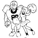 Dibujo para colorear Dibujo De Un Jugador De Futbol Americano Con Su Novia Porrista Para Pintar Y Colorear
