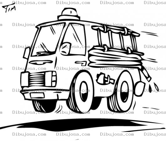 Dibujo para colorear Dibujo De Un Camion De Bomberos A Toda Velocidad Para Pintar Y Colorear
