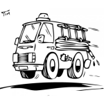 Dibujo para colorear Dibujo De Un Camion De Bomberos A Toda Velocidad Para Pintar Y Colorear