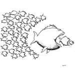 Dibujo para colorear Dibujo Del Paradigma Del Pez Grande Se Come Al Chico Para Pintar Y Colorear La Union Hace La Fuerza